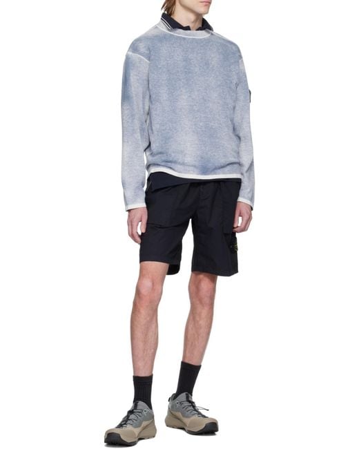Stone Island Blue Logo Patch Bermuda Shorts for men