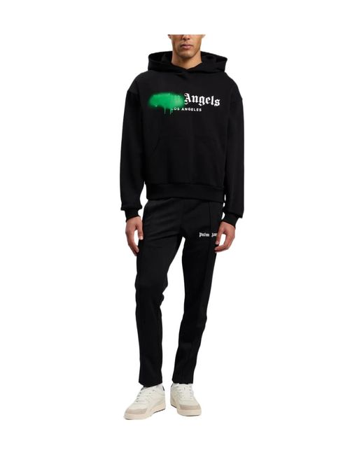 Palm Angels Black Spray City Los Angeles Dripping Logo Hoodie for men