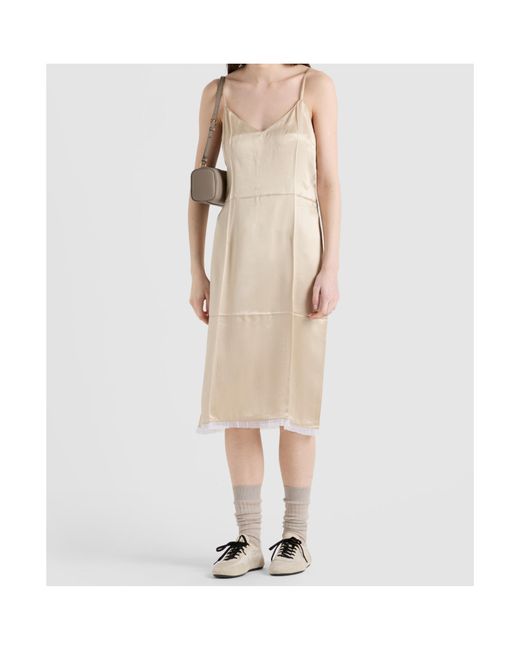 Prada Natural Satin Crepe Dress