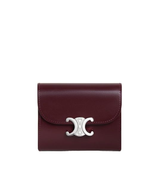 Céline Purple Small Flap Wallet Triomphe