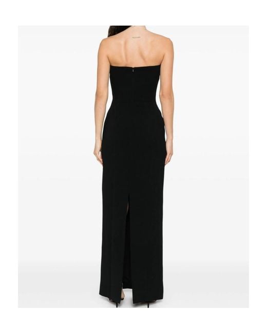 Solace London Black London Bare-Shoulder Twill Dress