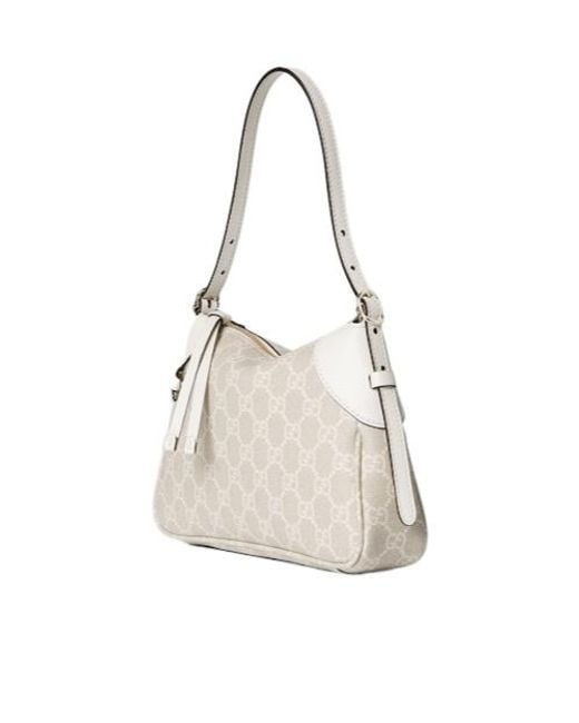 Gucci Natural Gg Emblem Small Shoulder Bag