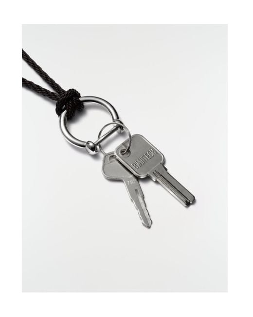 Lemaire White Keyring Necklace With Braided Recycled Leather Cord for men
