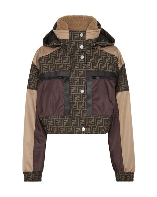 Fendi Brown Panelled Monogrammed Button-Up Jacket