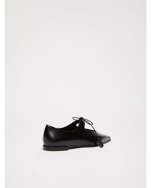 Max Mara Black Smooth Leather Ballet Flats