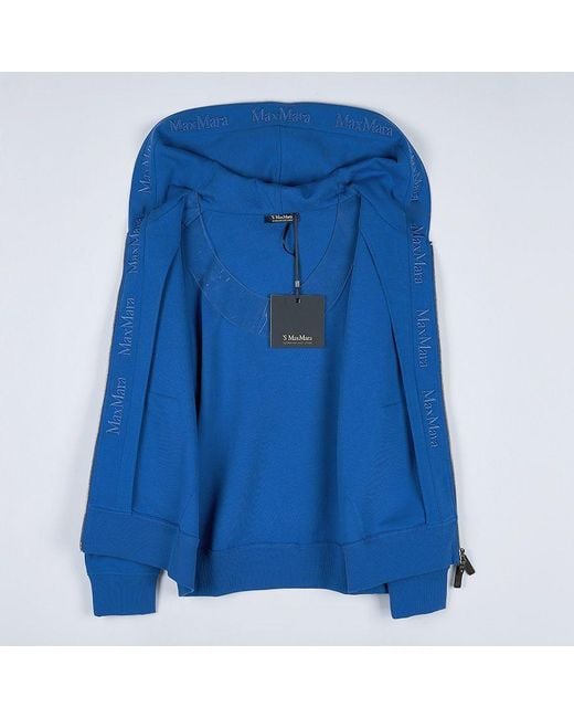 Max Mara Blue Long-Sleeved Hooded Sweatshirt