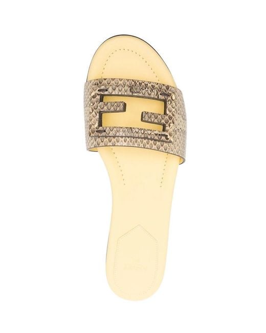 Fendi White Baguette Logo Detailed Slides