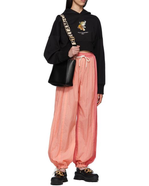 Stella McCartney Black Logo Perforated Shoulder Bag