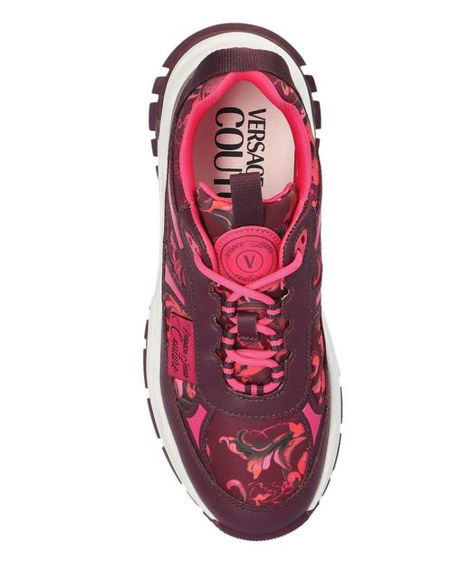 Versace Jeans Purple Couture Barocco Printed Lace-Up Sneakers
