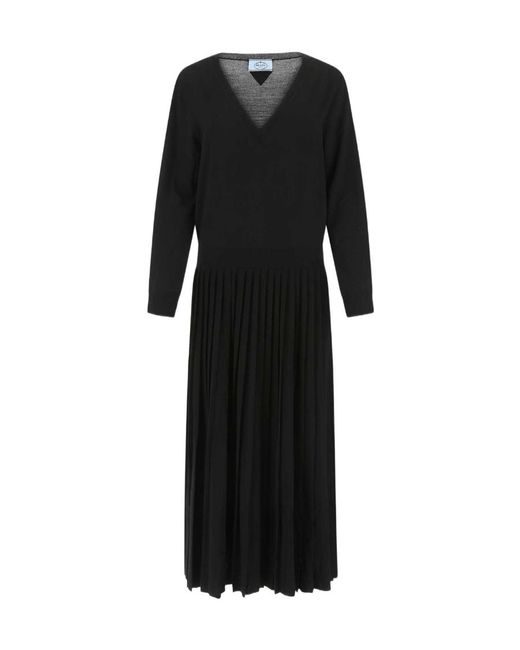 Prada Black V-Neck Long Sleeved Knitted Dress