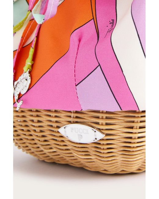 Emilio Pucci Pink Pucci Printed Twill Bucket Bag