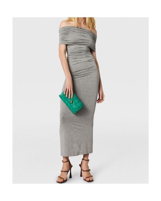 Stella McCartney Gray One Shoulder Twisted Wrap Dress