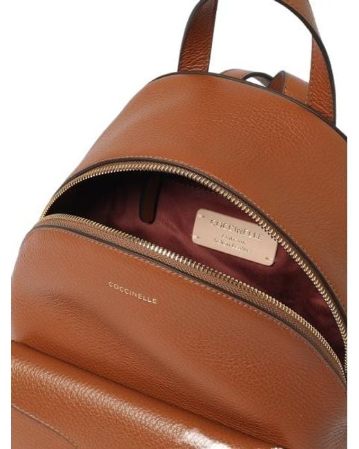 Coccinelle Brown Flap-Pocket Zip Backpack