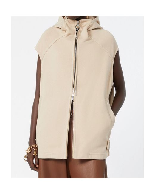 Sportmax Natural Sleeveless Zip-Up Hoodie
