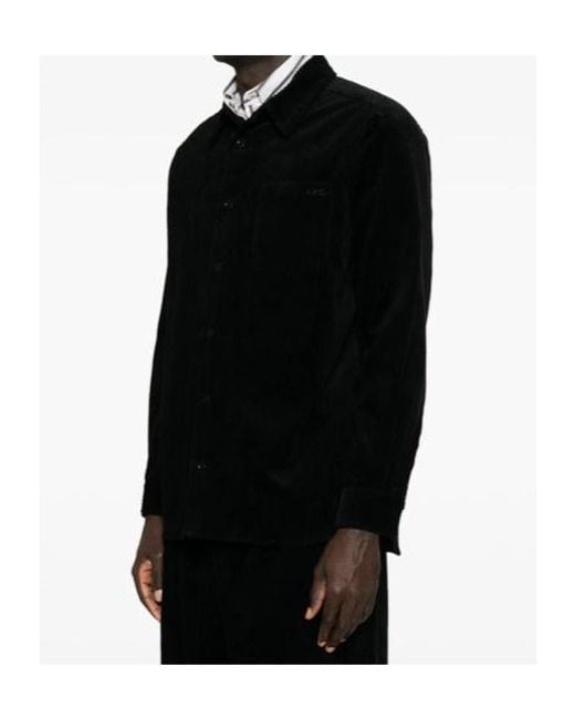 A.P.C. Black Corduroy Chest-Pocket Shirt for men