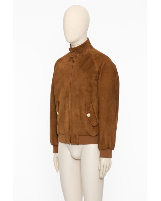 Valentino Brown Zip-Up Mock Neck Jacket for men