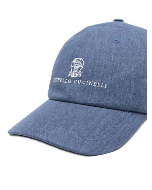 Brunello Cucinelli Blue Logo Baseball Cap for men