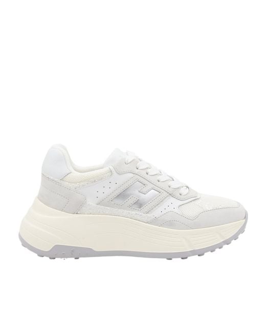 Hogan White Panelled Lace-Up Sneakers