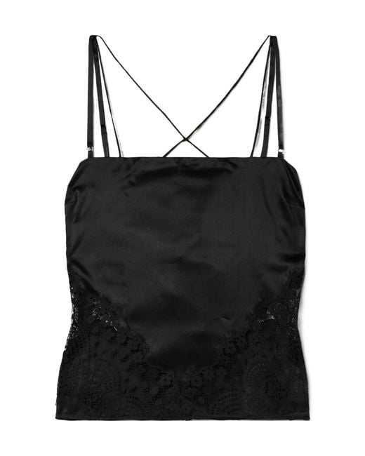 Tom Ford Black Lace-Detail Sleeveless Satin Top