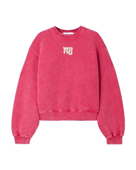 Alexander Wang Red Logo Flocked Faded Sweatshirt