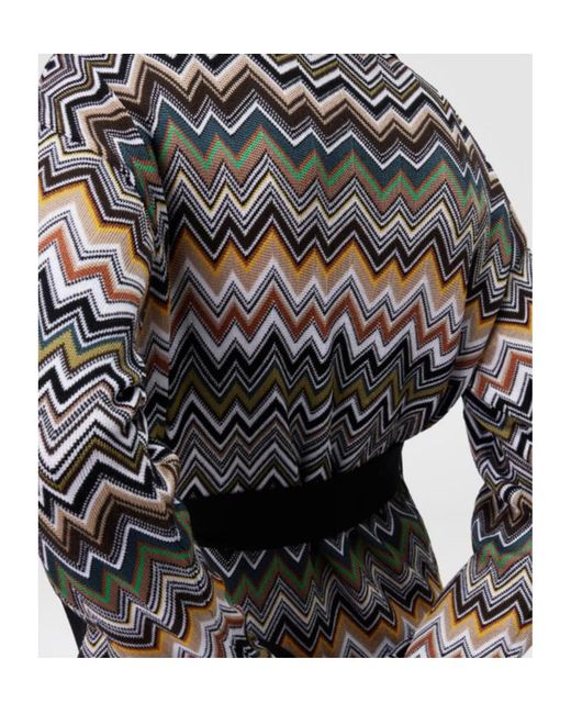 Missoni Black Chevron-Pattern Belted Cardigan