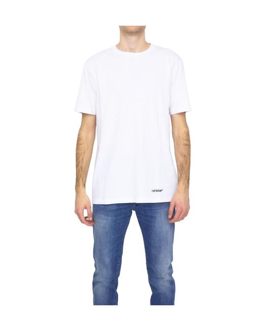 Off-White c/o Virgil Abloh Blue Logo-Embroidered T-Shirt for men