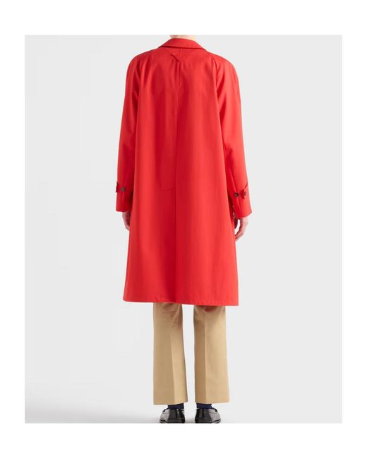 Prada Red Technical Gabardine Coat for men
