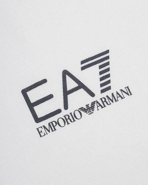 EA7 White Logo Printed Polo Shirt for men