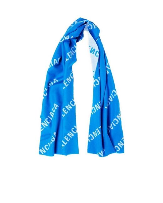 Balenciaga Blue All-Over Logo Scarf