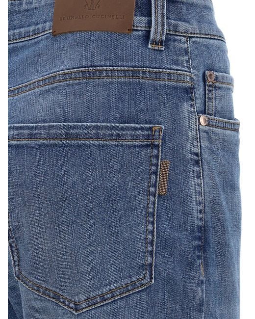 Brunello Cucinelli Blue Mid-Rise Straight Jeans