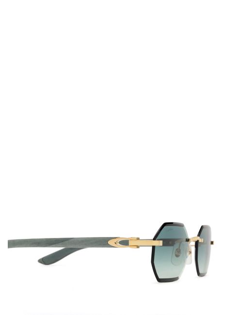 Cartier Green Geometric Frame Sunglasses