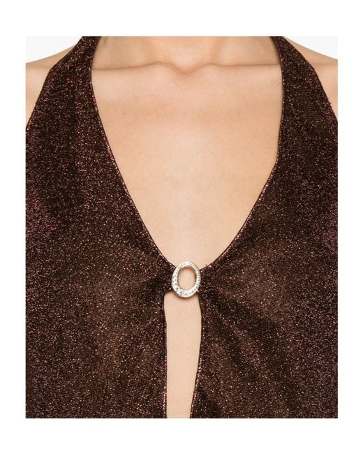 Oseree Brown Oséree Lurex Thread Top