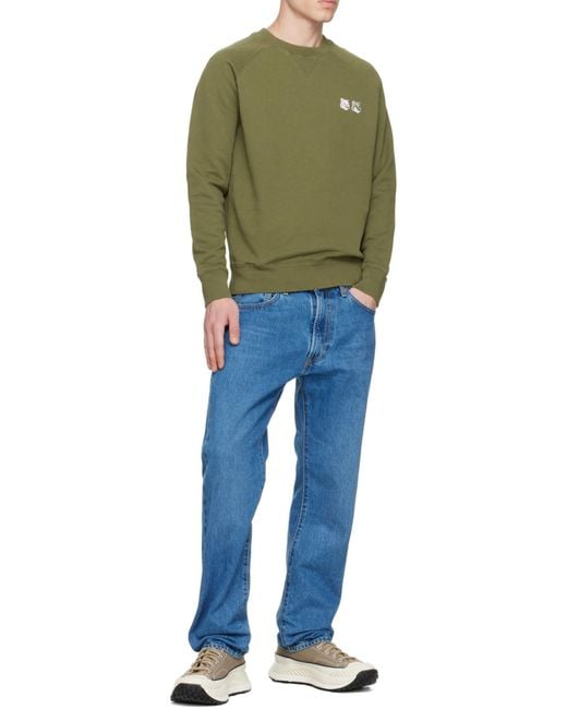 Maison Kitsuné Green Logo-Patch Sweatshirt for men