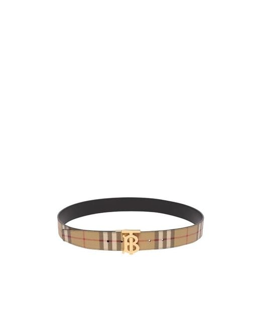 Burberry White Logo Plaque Reversible Buckled Belt for men