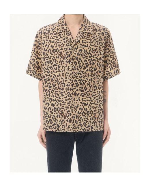 Valentino Natural Fauve Eclat Animalier Printed Bowling Shirt for men