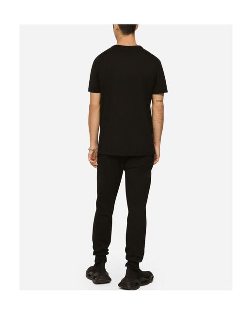 Dolce & Gabbana Black Logo Plaque Jersey Jogging Pants for men