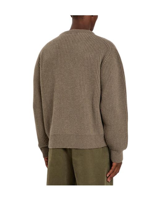 Jil Sander Brown Crew Neck Wool Sweater for men
