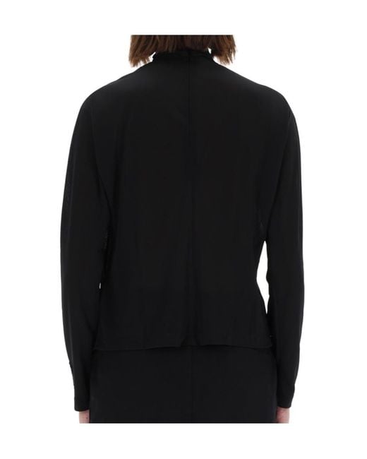 Versace Jeans Black Couture Draped Long-Sleeve Top