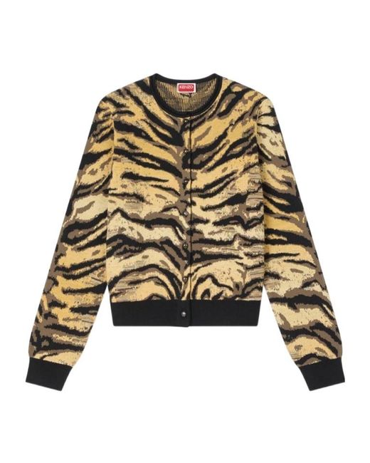 KENZO Multicolor Tiger Crewneck Buttoned Cardigan
