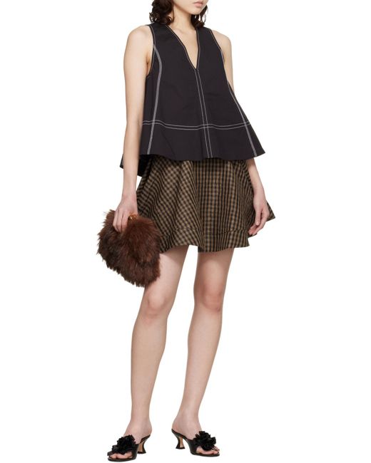 Ganni Black A-Line V-Neck Sleeveless Top