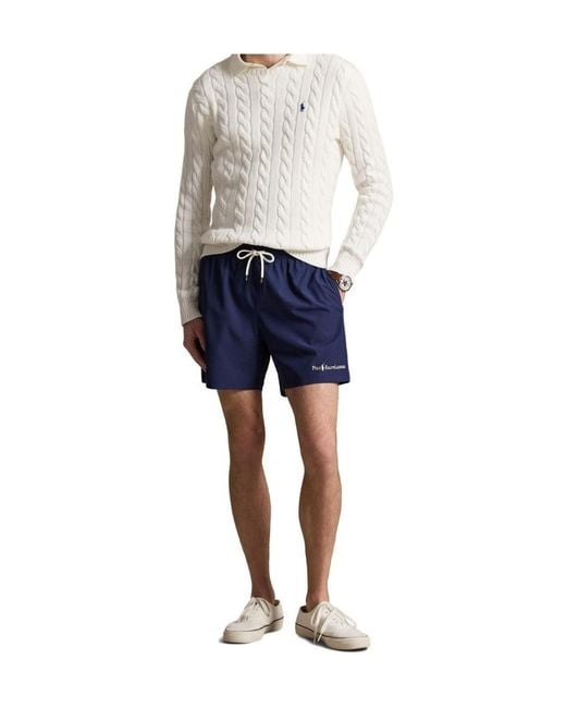 Polo Ralph Lauren Blue Drawstring Elastic Waist Shorts for men