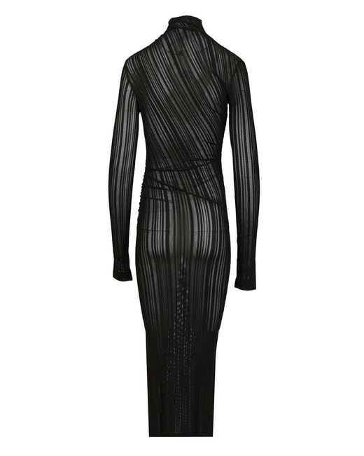 Amazuìn Black Olga Ribbed Long Dress