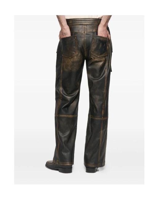 M I S B H V Black Vintage Leather Moto Pants