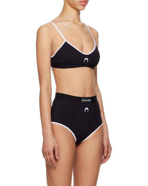 MARINE SERRE Black Logo Bra