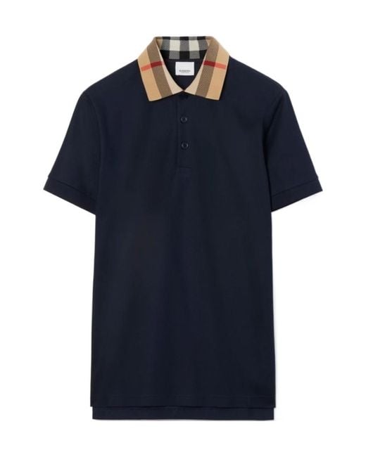Burberry Blue Short-Sleeved Straight Hem Polo Shirt for men