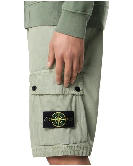 Stone Island Green Compass-Badge Shorts for men