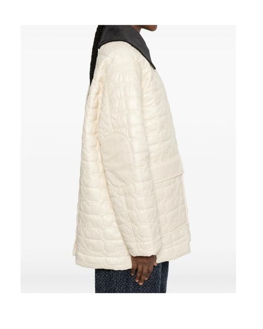 Ganni Natural Shiny Quilt Midi Jacket