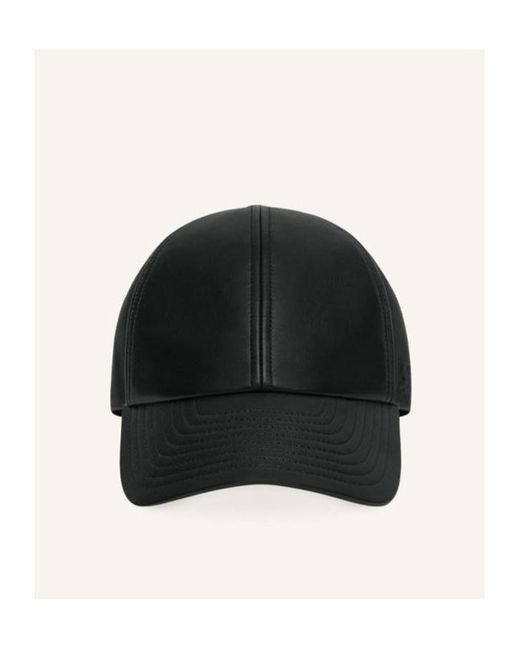 Courreges Black Ac Leather Cap for men