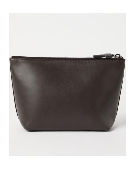 Brunello Cucinelli Black Logo-Printed Zipped Clutch Bag
