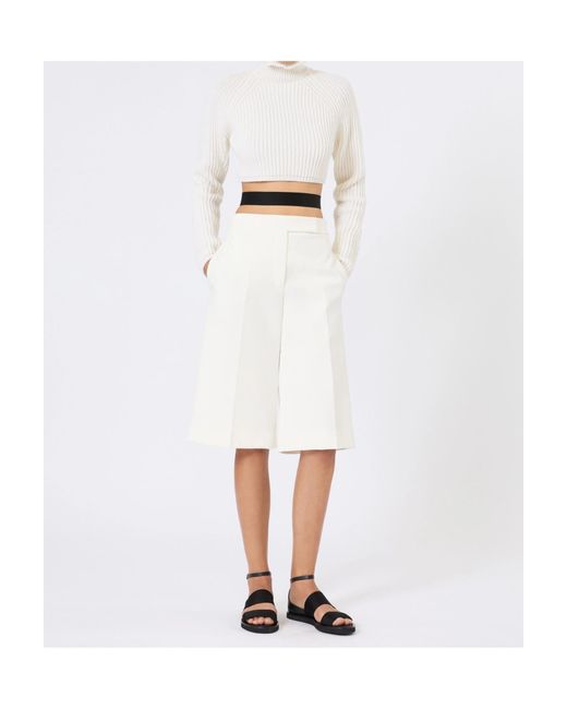 Max Mara White Ruffled-Neck Sweater